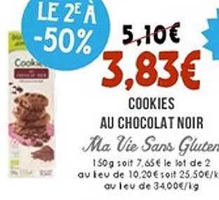 Cookies au chocolat noir Ma Vie Sans Gluten
