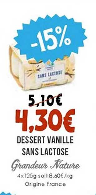 DESSERT VANILLE SANS LACTOSE