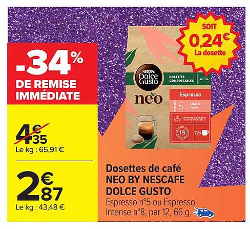 Dosettes de café NEO BY NESCAFE DOLCE GUSTO