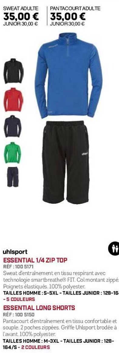 ESSENTIAL 1/4 ZIP TOP et ESSENTIAL LONG SHORTS