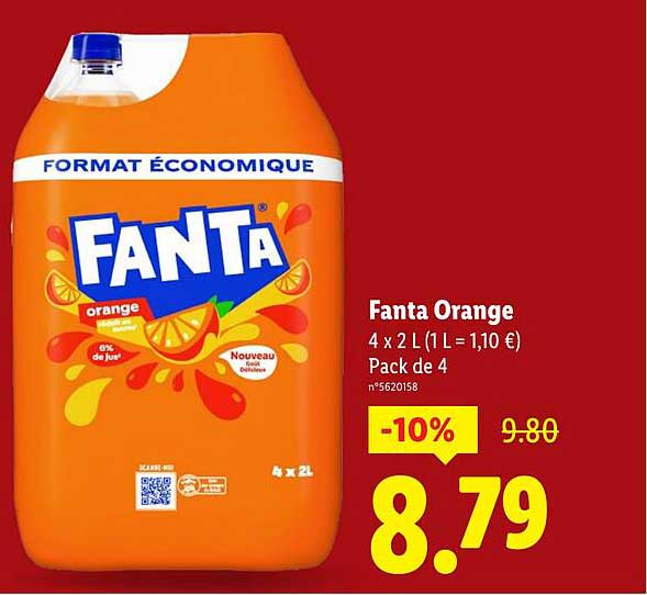 Fanta Orange 4 x 2 L
