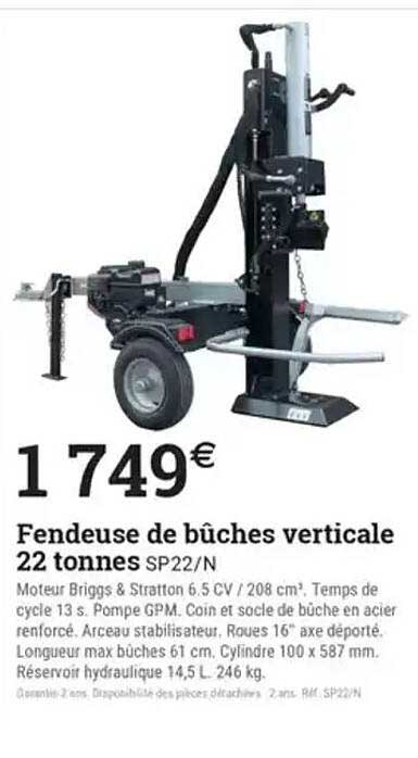 Fendeuse de bûches verticale 22 tonnes SP22/N
