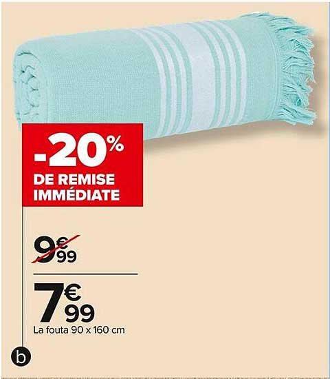 Fouta 90 x 160 cm -20% de remise immédiate