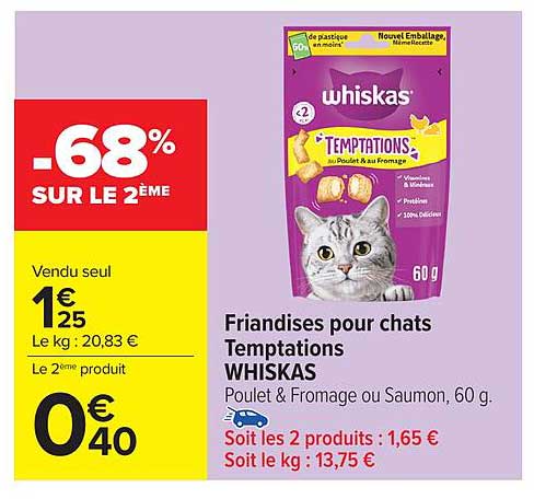 Friandises pour chats Temptations WHISKAS
