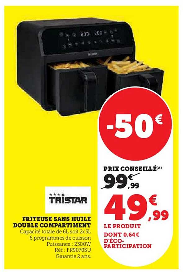 FRITEUSE SANS HUILE DOUBLE COMPARTIMENT