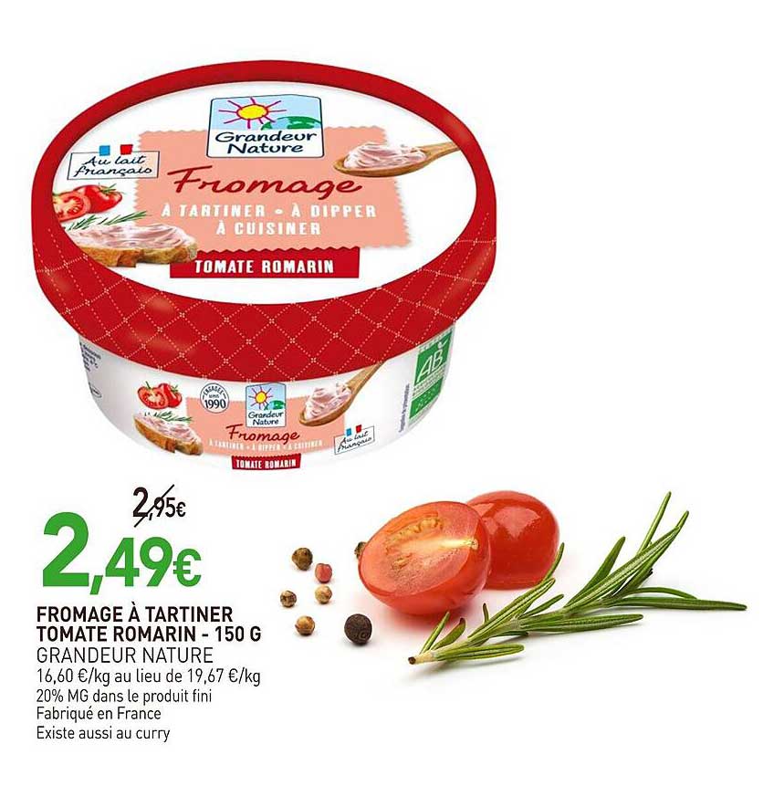 FROMAGE À TARTINER TOMATE ROMARIN - 150 G GRANDEUR NATURE