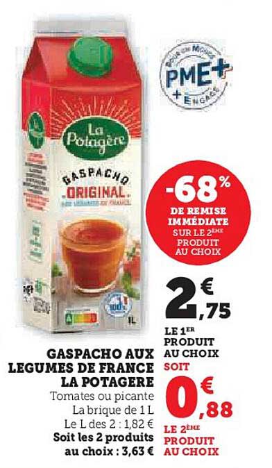 GASPACHO AUX LEGUMES DE FRANCE LA POTAGERE