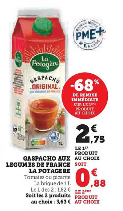 Gaspacho aux légumes de France La Potagère
