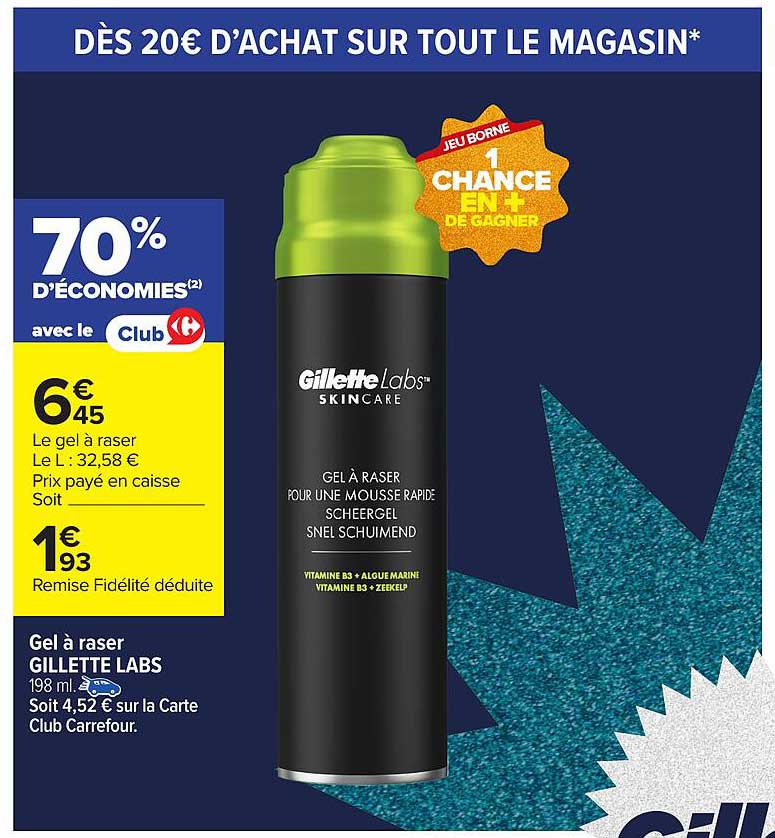 Gel à raser GILLETTE LABS 198 ml