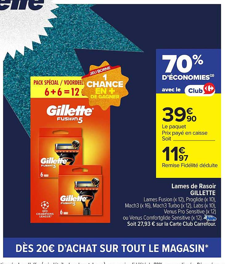 Gillette Fusion 5 - Pack spécial 6 + 6 = 12