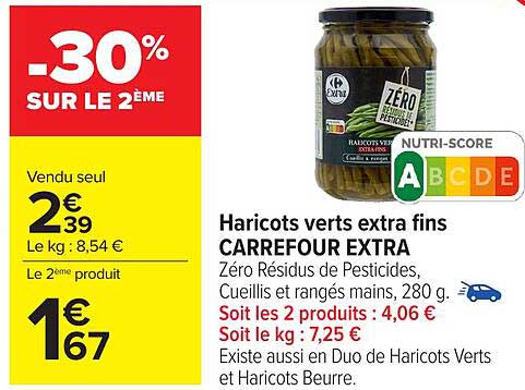 Haricots verts extra fins CARREFOUR EXTRA