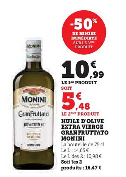 HUÎLE D'OLIVE EXTRA VIERGE GRANFRUTTATO MONINI