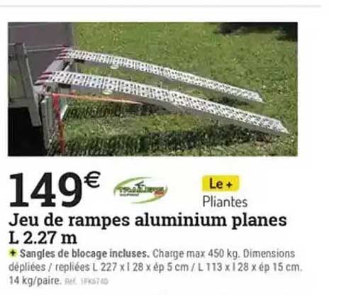 Jeu de rampes aluminium planes L 2.27 m