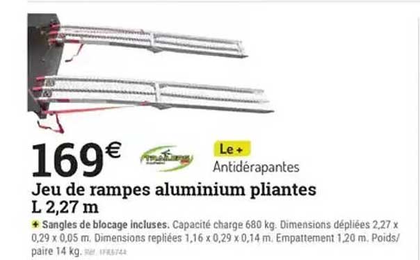Jeu de rampes aluminium pliantes L 2,27 m
