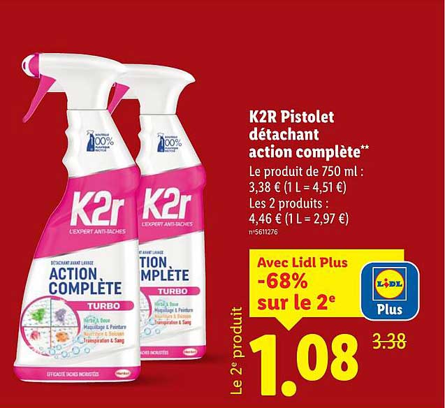 K2R Pistolet détachant action complète