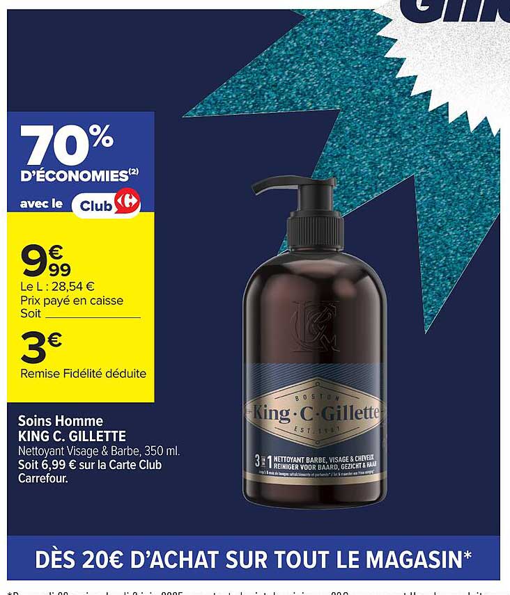 KING C. GILLETTE Nettoyant Visage & Barbe, 350 ml