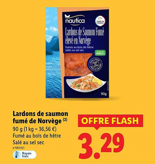 Lardons de saumon fumé de Norvège