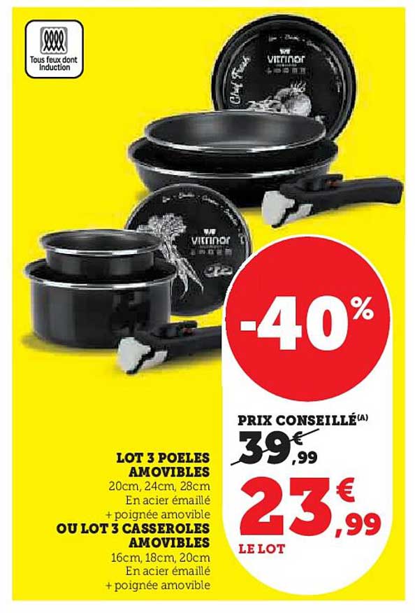 LOT 3 POÊLES AMOVIBLES