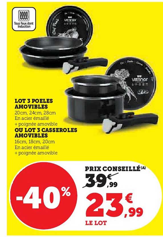 LOT 3 POÊLES AMOVIBLES