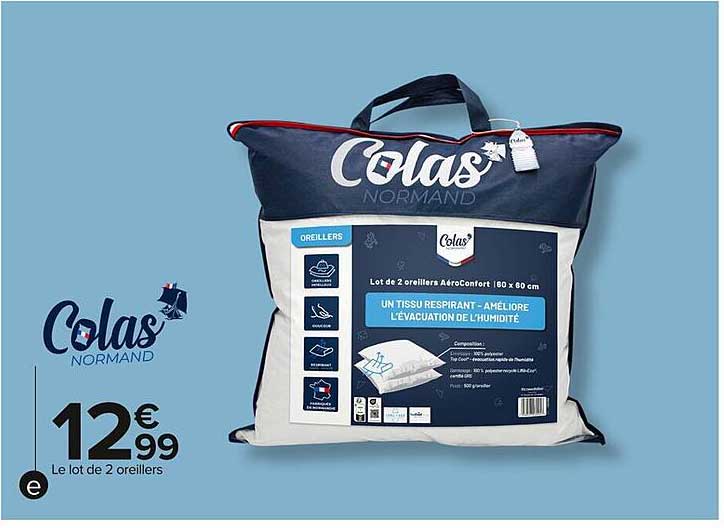 Lot de 2 oreillers AéroConfort 60 x 80 cm