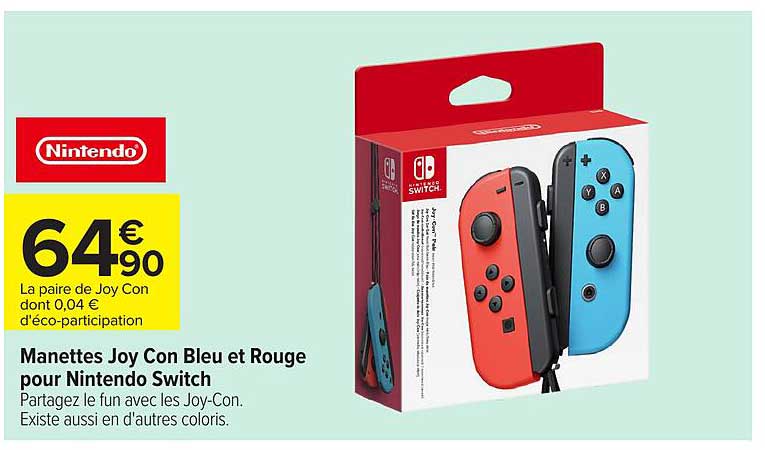 Manettes Joy Con Bleu et Rouge pour Nintendo Switch