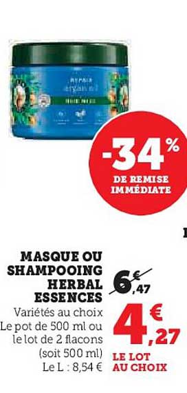 MASQUE OU SHAMPOOING HERBAL ESSENCES