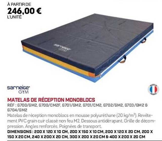 MATELAS DE RÉCEPTION MONOBLOCS
