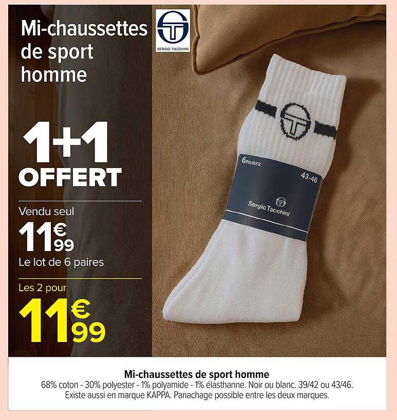 Mi-chaussettes de sport homme 1+1 OFFERT