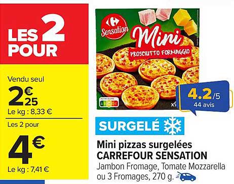 Mini pizzas surgelées CARREFOUR SENSATION
