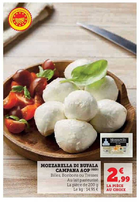 MOZZARELLA DI BUFALA CAMPANA AOP (5D) Billes, Bonbons ou Tresses