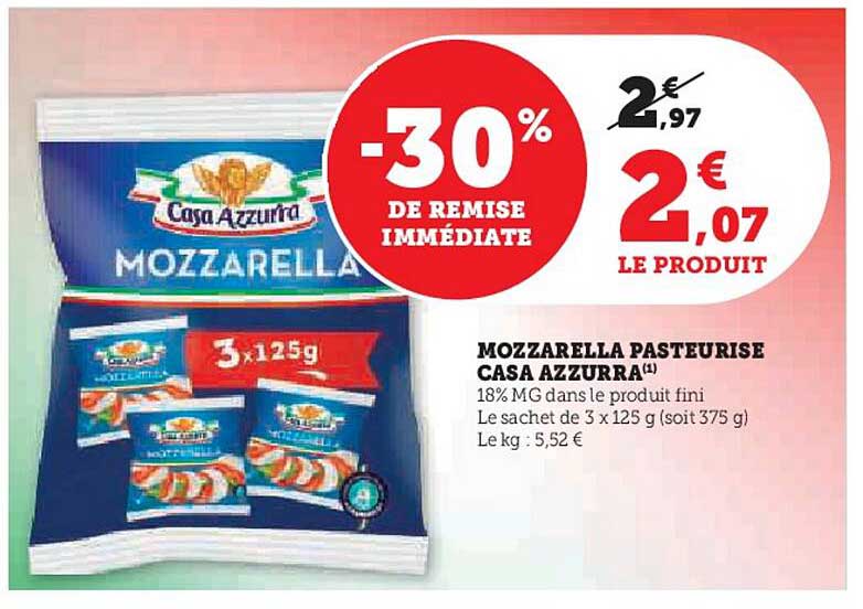 MOZZARELLA PASTEURISE CASA AZZURRA