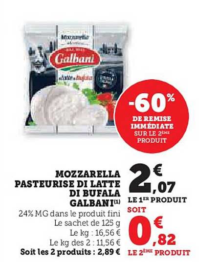 MOZZARELLA PASTEURISE DI LATTE DI BUFALA GALBANI
