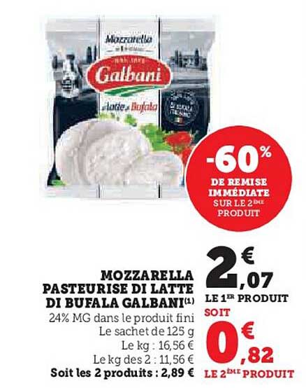 MOZZARELLA PASTEURISE DI LATTE DI BUFALA GALBANI
