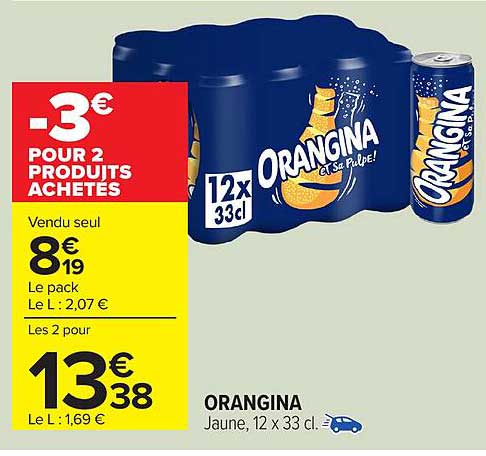 ORANGINA Jaune, 12 x 33 cl.