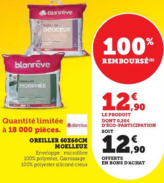 OREILLER 60X60CM MOELLEUX