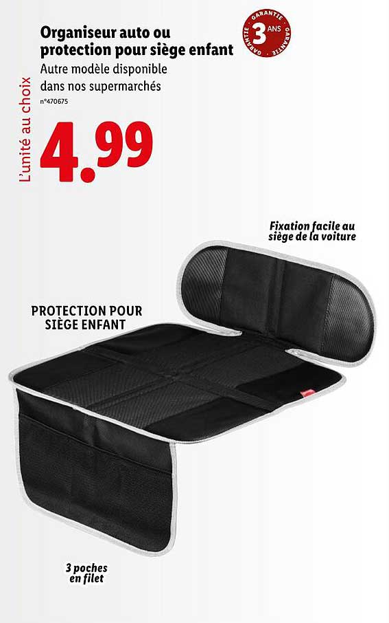 Organiseur auto ou protection pour siège enfant