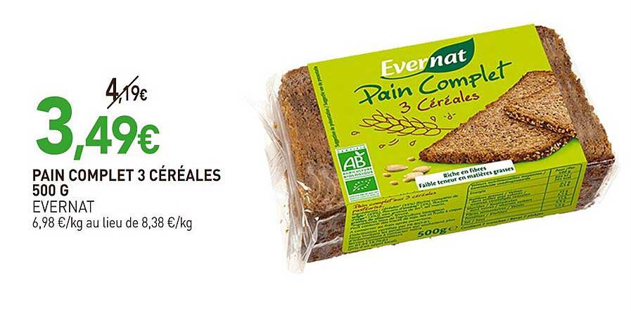 PAIN COMPLET 3 CÉRÉALES 500 G