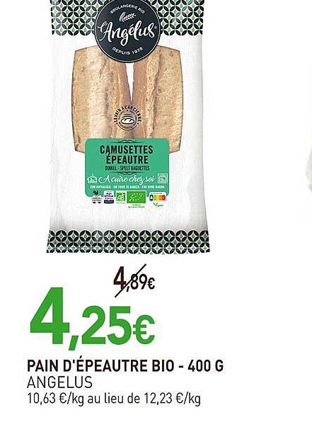 PAIN D'ÉPEAUTRE BIO - 400 G ANGELUS
