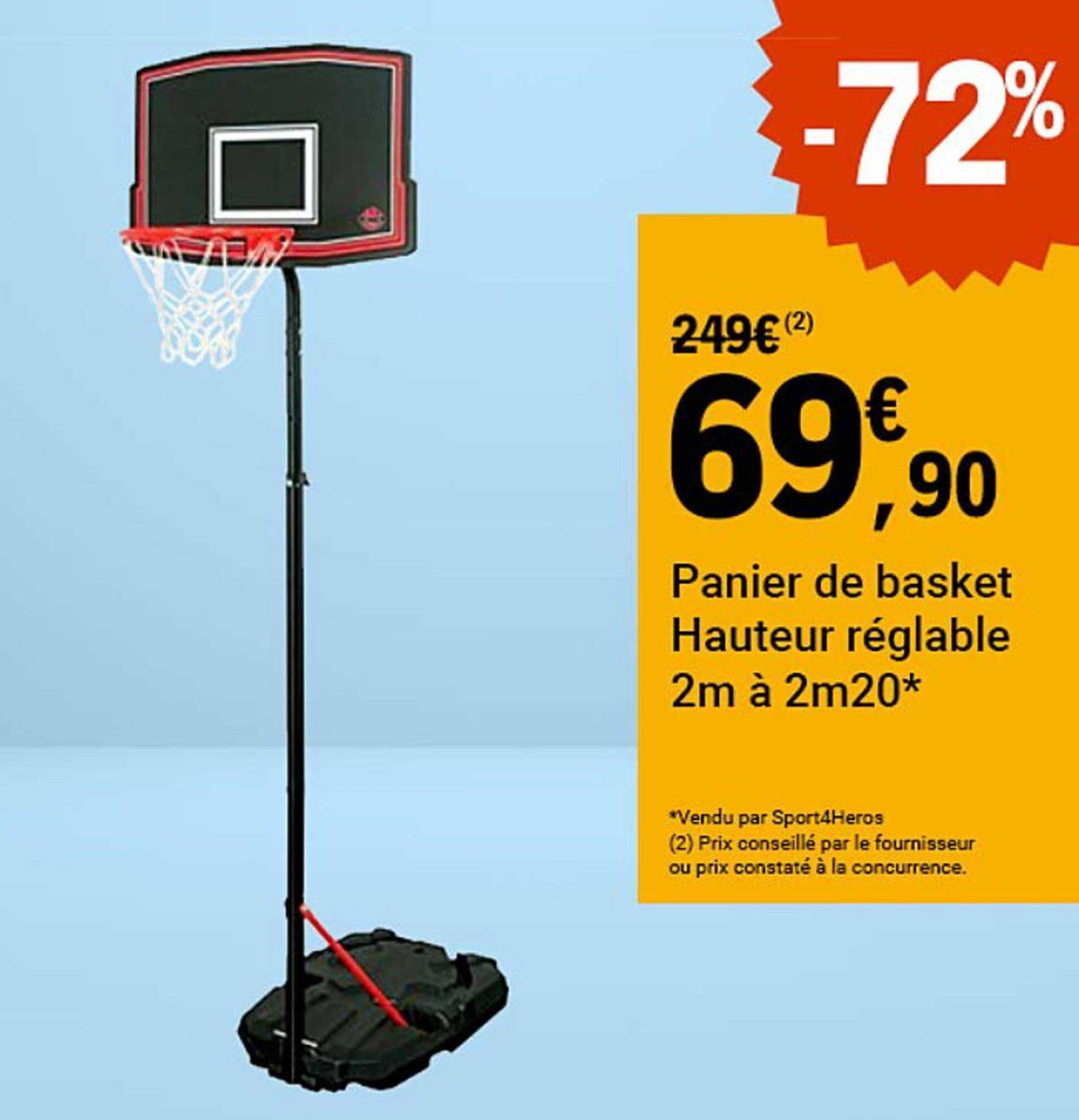 Panier de basket Hauteur réglable 2m à 2m20