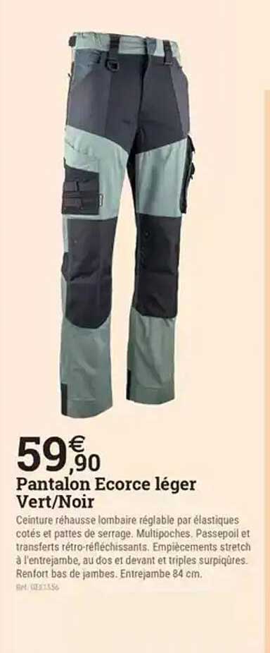 Pantalon Ecorce léger Vert/Noir