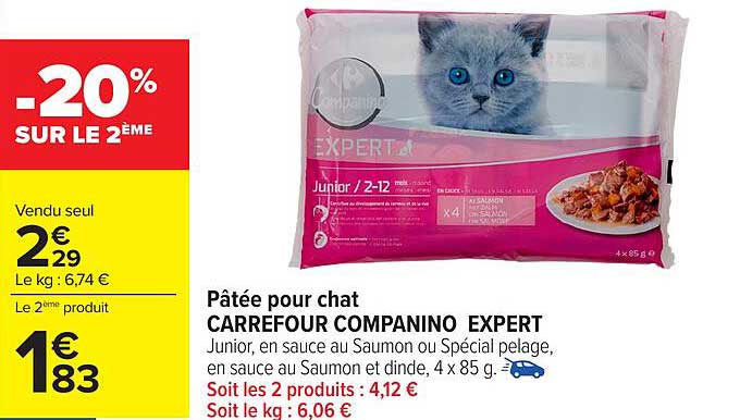 Pâtée pour chat CARREFOUR COMPANINO EXPERT
