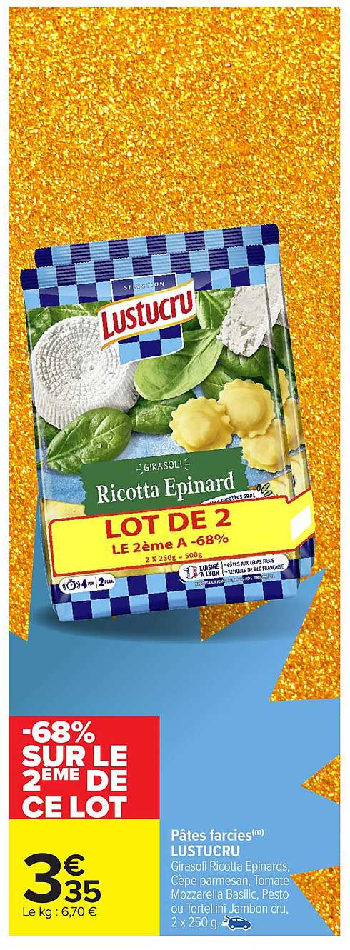 Pâtes farcies Lustucru Girasoli Ricotta Épinards - Lot de 2