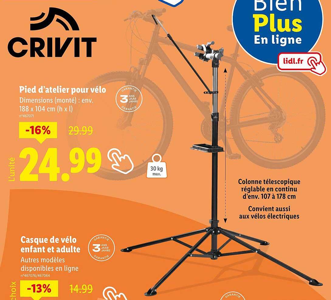 Pied d'atelier pour vélo