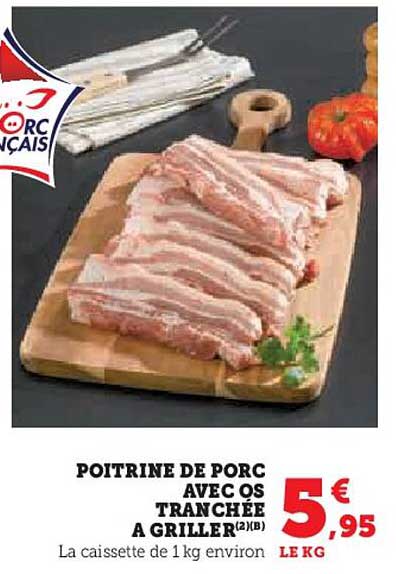 Poitrine de porc avec os tranchée à griller