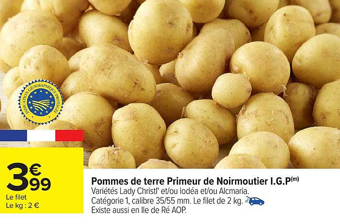 Pommes de terre Primeur de Noirmoutier I.G.P(m)