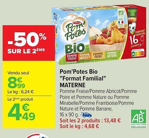 Pom'Potes Bio "Format Familial" MATERNE