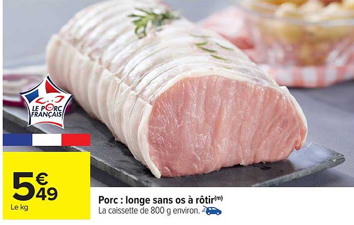 Porc : longe sans os à rôtir