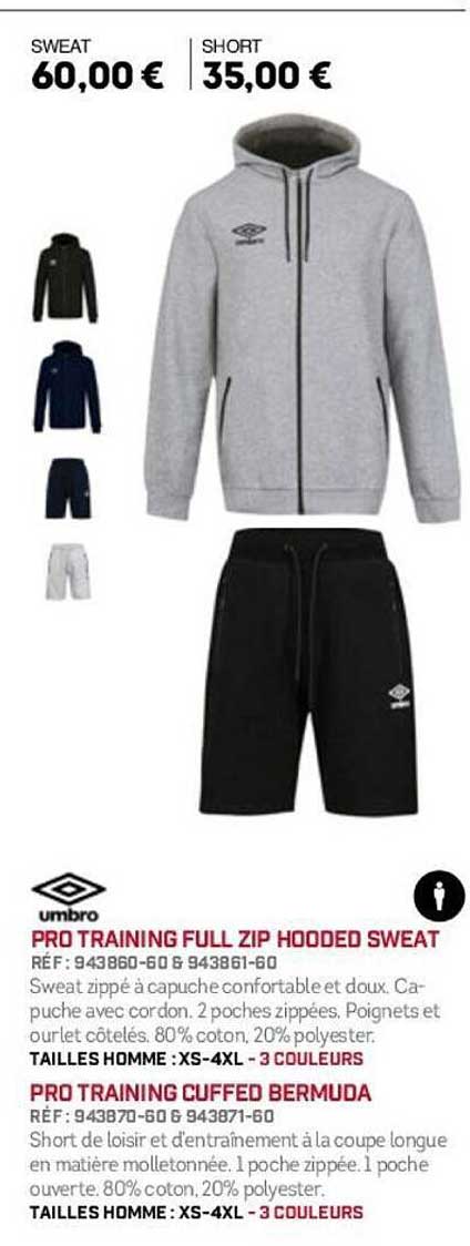 PRO TRAINING FULL ZIP HOODED SWEAT & PRO TRAINING CUFFED BERMUDA
