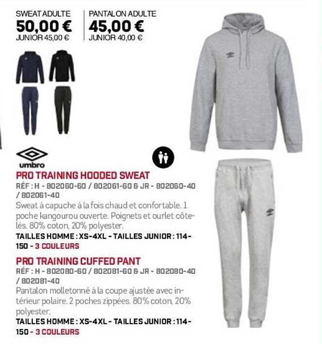 PRO TRAINING HOODED SWEAT et PRO TRAINING CUFFED PANT