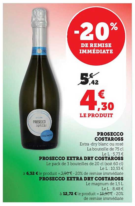 Prosecco Costaross -20% de remise immédiate